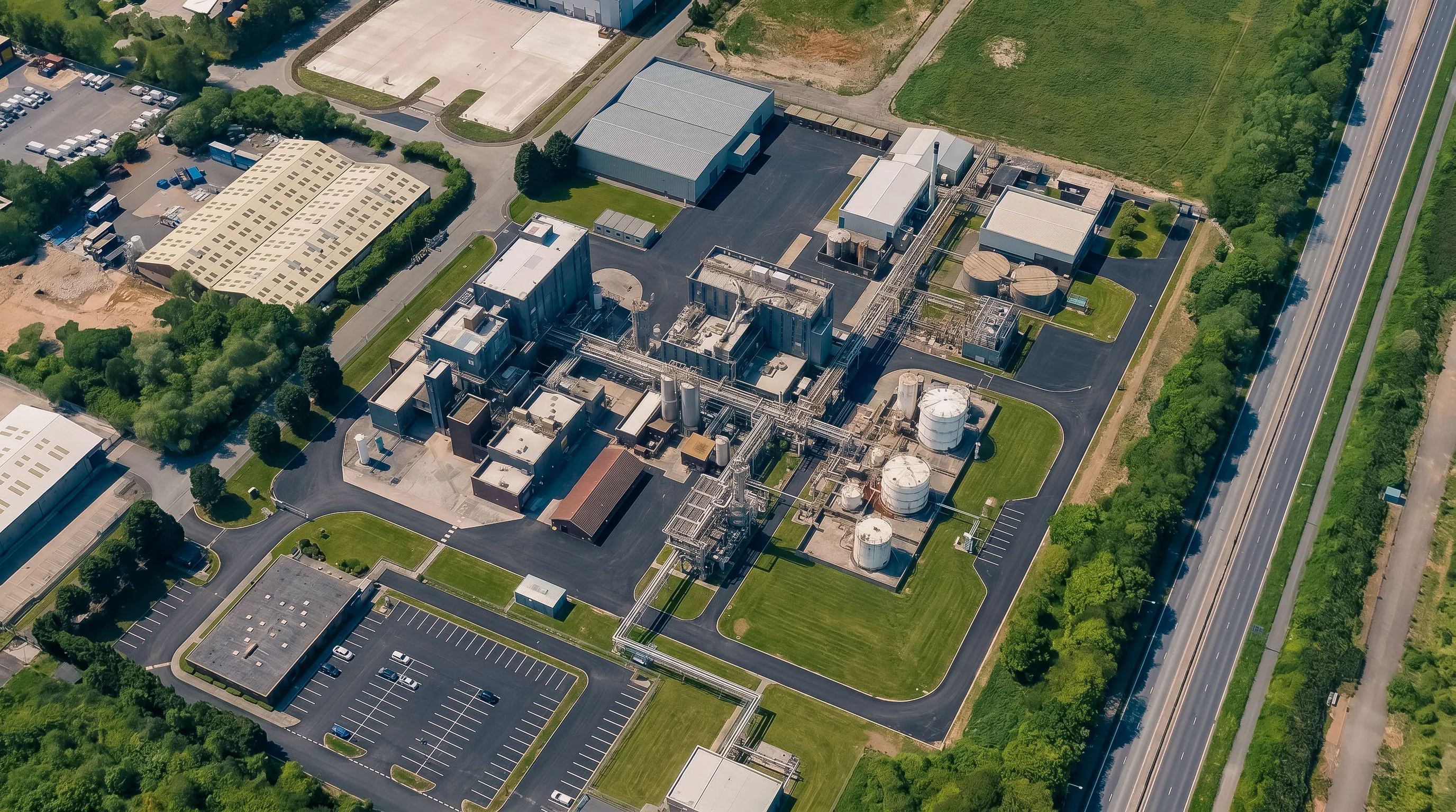 Aerial view of the Clean Food Group facility at Knowsley
