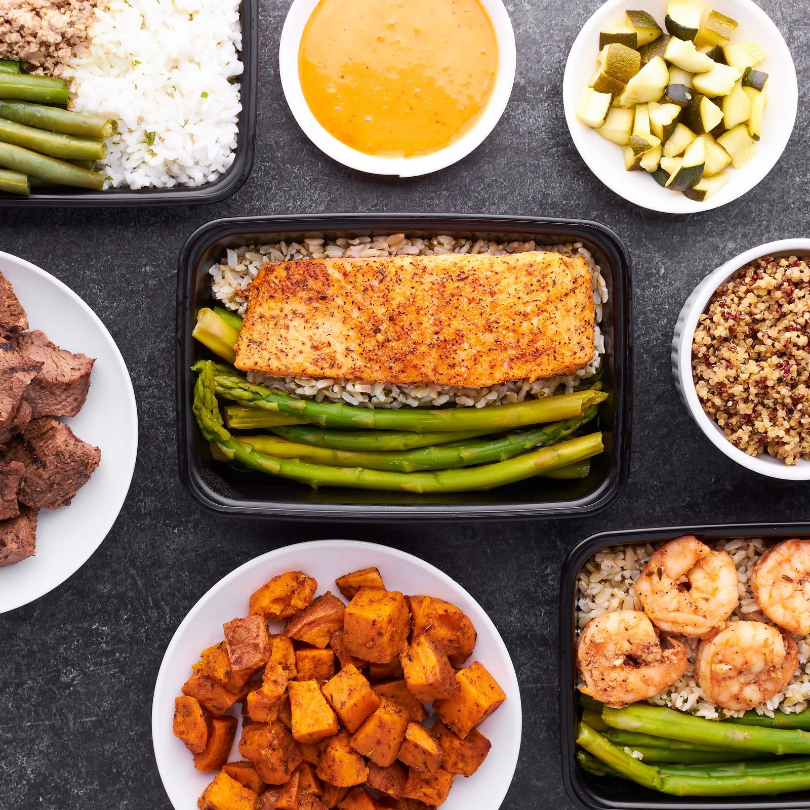 Prepared meals in trays
